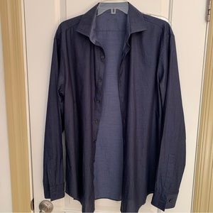 DKNY. Shaped Slim fit, Slate Gray/Blue Shirt. Size 16-34/35. 100% Cotton.